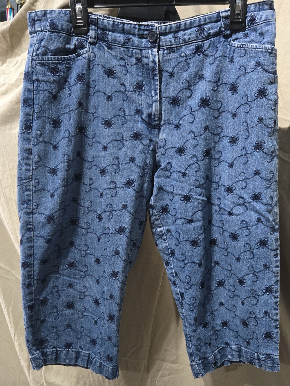 White Stag Blue Embroidered Denim Bermuda Shorts